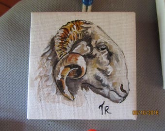 miniature painting animal RAM's head
