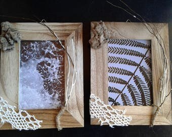 2 frames Photo, driftwood and seaweed