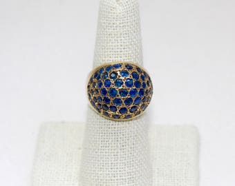 Vintage 14K Yellow Gold and Sapphire Dome Ring