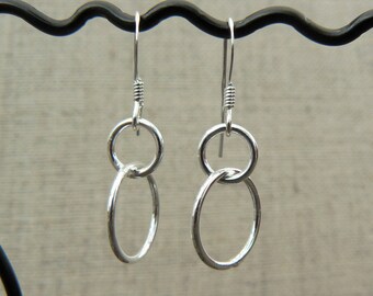 Earrings silver Sterling 925, intertwined rings
