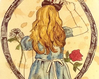 Watercolour Alice Through The Looking Glass