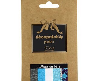 Set of 5 paper Decopatch 30 x 40 cm - Pocket Collection N 8 - Ref DP008