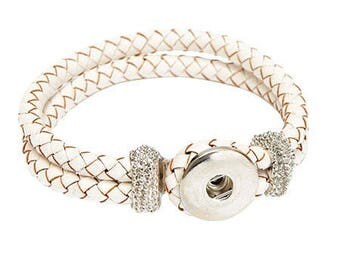 Leather Bracelet with a snap Clixy 20 cm - white - Ref 5308 20111 (snap button)