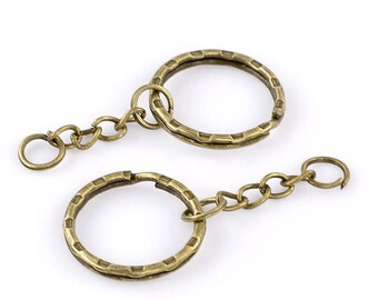 30 Keychain bronze ring chain 5.3 cm