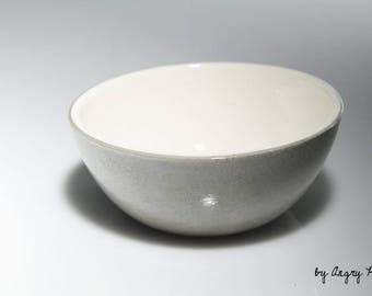 Small ceramic bowl handmade gray and white