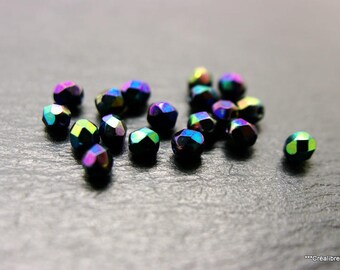 Lot de 30 perles en verre facettées 5 mm