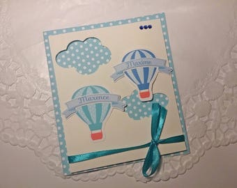 Invitation customizable hot air balloon in the colors of your choice and with your text