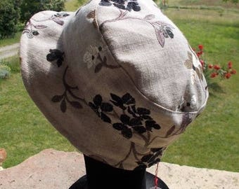 Flowers embroidered linen summer Hat