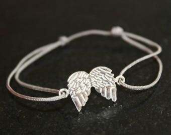 Bracelet gray TAUPE 925 sterling silver Angel Wings
