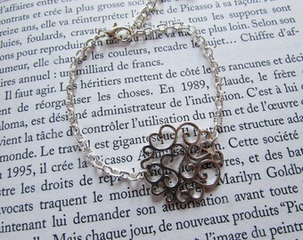 Silver "arabesque" silver-plated chain bracelet