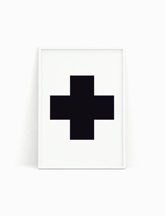 Swiss cross poster Swiss Cross wall Print Black and White