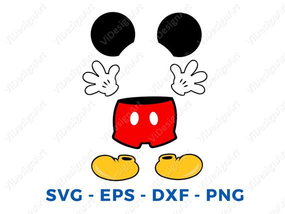 Mickey mouse body parts Svg Mickey pants gloves and mickey