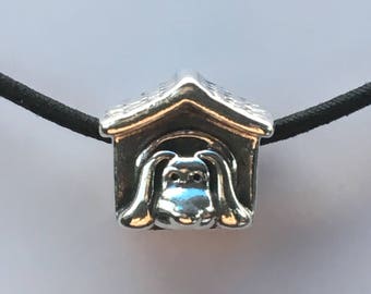 Pandora Dog House with Red Enamel Heart Charm Authentic Pandora Retired Charm