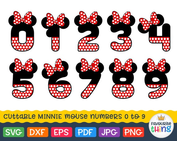Polkadot Numbers Svg Birthday Numbers with Minnie Mouse Bow