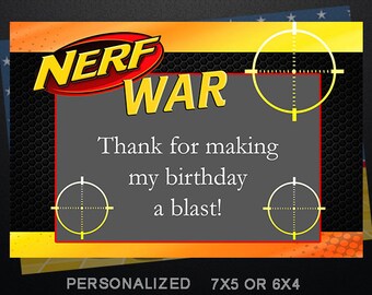 Nerf thank you card | Etsy