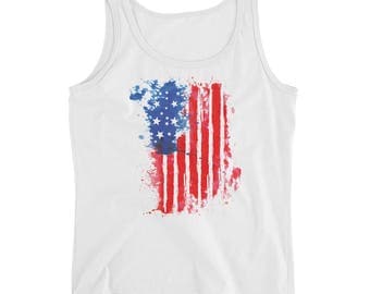 Freedom The Statue of Liberty Lady TANK TOP Patriotic Tattered