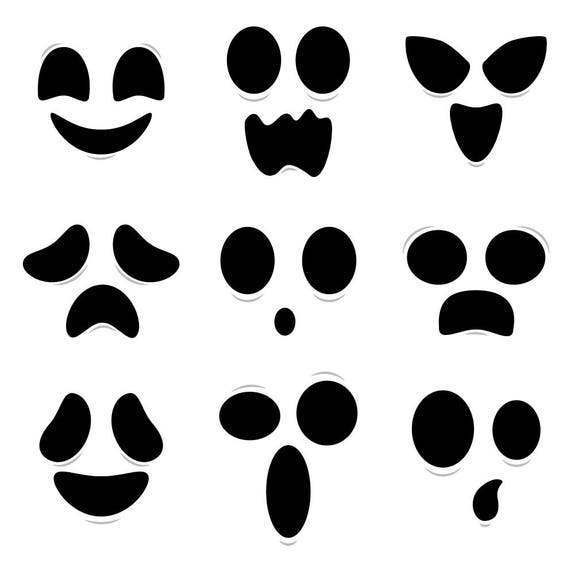 Halloween Set Spooky Ghost Faces Cutout Vector SVG file shirt