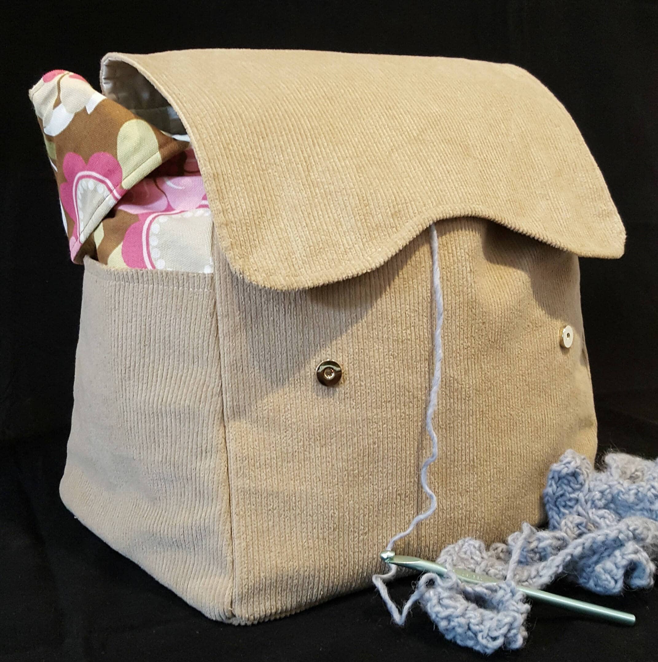 knitting project canvas bag