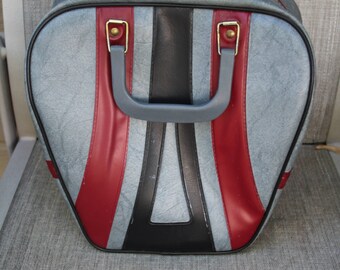 VINTAGE tri-colored bowling ball bag