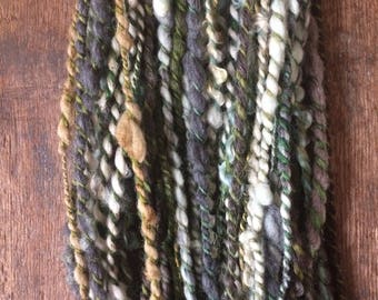 Love Me Tender, handspun art yarn, 72 yards, chubby two ply yarn, llama, wool, bamboo, and mohair blend,