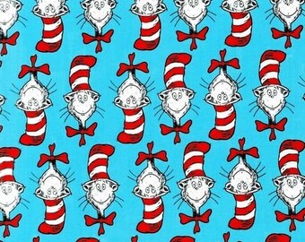 The Cat in the Hat Celebrate Dr. Seuss for Robert Kaufman Fabrics, cat heads, yard