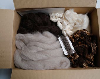 Felting feltmaking spinning fibre art texture pack naturals over 470g