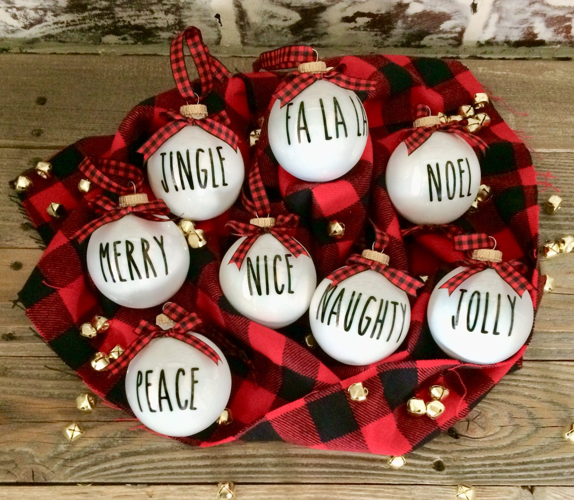 Set Rae Dunn Christmas Ornaments glass ornaments Rae Dunn