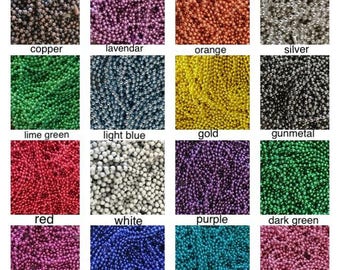 15 Fancy Colored Ball Chains Necklaces 2.4mm 24 inches Green Blue Pink Purple 2.4mm Brag Tags Fast Shipping