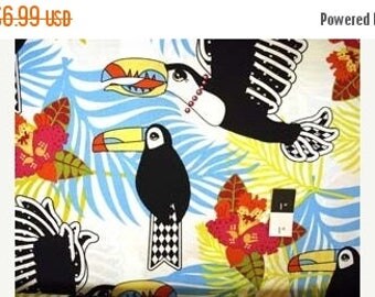 ON SALE Luella Doss LD28 Jungle Fever Lonely Toucan Ivory Cotton Fabric 1 Yd