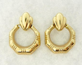 ON Hold for Melisa 14K Yellow Gold Door Knocker Pierced Earrings