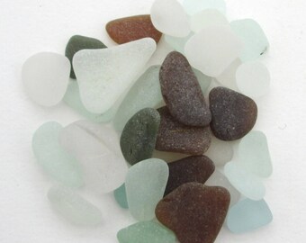 Surf tumbled English beach glass, sea glass, Cornwall, eco craft supply, jewelry making supplies, 30 frosted pieces, UK collector and seller