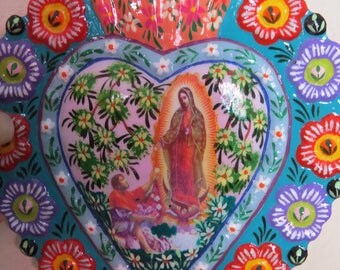 Stunning 7.5" GUADALUPE Diego Hand Painted Milagro- Perfect for your collection and vibrant