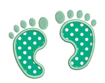 SALE 65% OFF Applique Baby Footprints Foot Prints Machine Embroidery Designs 4x4 & 5x7 Instant Download Sale