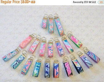 Celebrate8K Preppy Colorful Lilly Fabric Key Chain Key Fob 3 Sizes Optional Bow