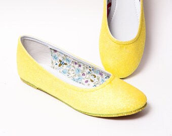 Glitter - Lemon Drop Yellow Ballet Flat Slipper Shoes