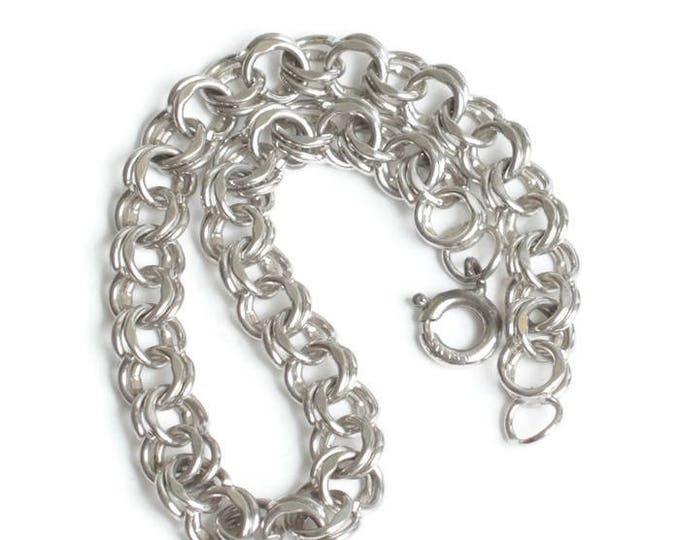 Sterling Silver Double Curb Link Charm Bracelet Starter Bracelet