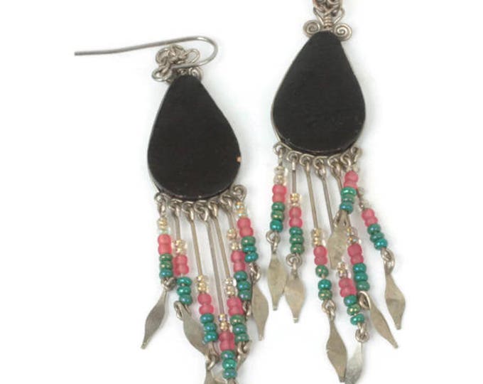 Southwestern Design Dangle Earrings Beaded Drops French Hooks Festival Boho