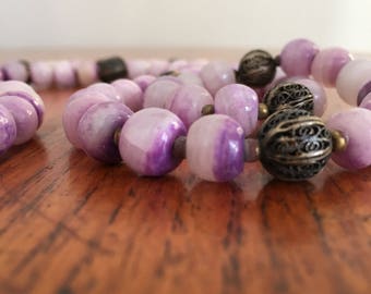 433 Carat Natural 7-Strand Amethyst Beaded Necklace – Round Faceted Gemstone, 20 Inches