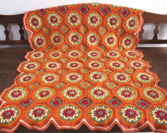 Made to order.Handmade crocheted Thanksgiving fall afghan / throw / blanket.
