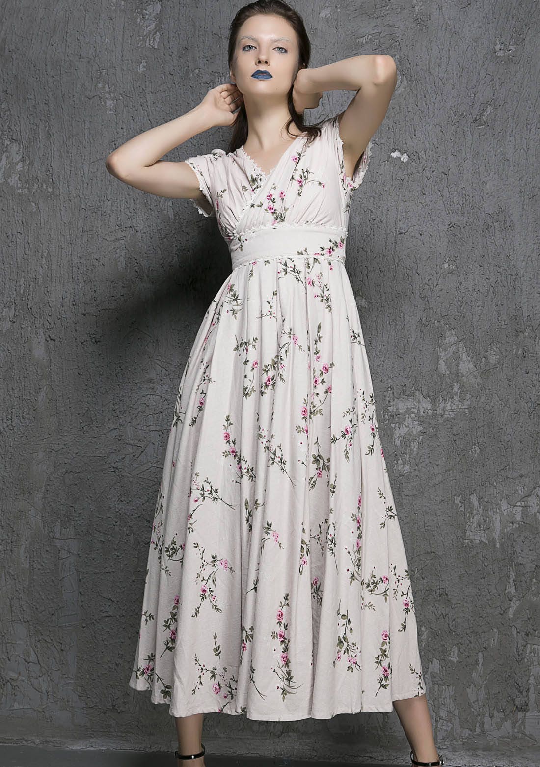 Maxi dress Floral dress Duck Egg blue wedding dress Prom