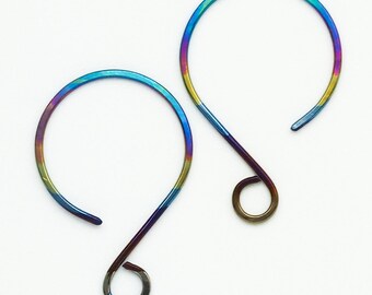 Statement Ear Wires - Handmade - 1 Pair in Niobium - Your Choice of Colors