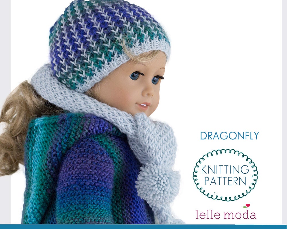 Knitting Pattern Winter Hat and Scarf fits American Girl