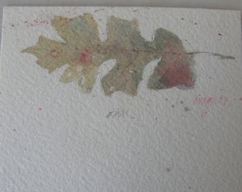 Vintage Original Signed Watercolor of Oak Leaf by Ron Wagner