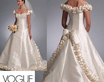 On Sale Sz 12/14/16 - Vogue Wedding Dress Pattern V1095 by BELLVILLE SASSOON - Misses' Off-the-Shoulder Embellished Gown with Train - Vogue