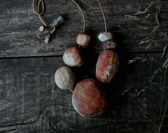 Mother Earth necklace - ceramic pit fired necklace