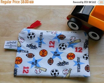 On Sale Zippered Reusable Snack Sack, Half Size - 7.5" x 5"- EcoFriendly, Machine Washable, Sports motif