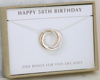 50th birthday gift, 50th birthday jewelry, 50th gift for sister jewelry, best friends necklace, 5th anniversary gift - Lilia