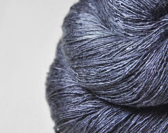 Dark dolphin lying on the beach OOAK - Tussah Silk Lace Yarn