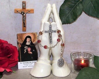 NEW - Unbreakable Catholic Chaplet of St. Gertrude the Great - Patron Saint of Nuns, Naples, Italy and the West Indies