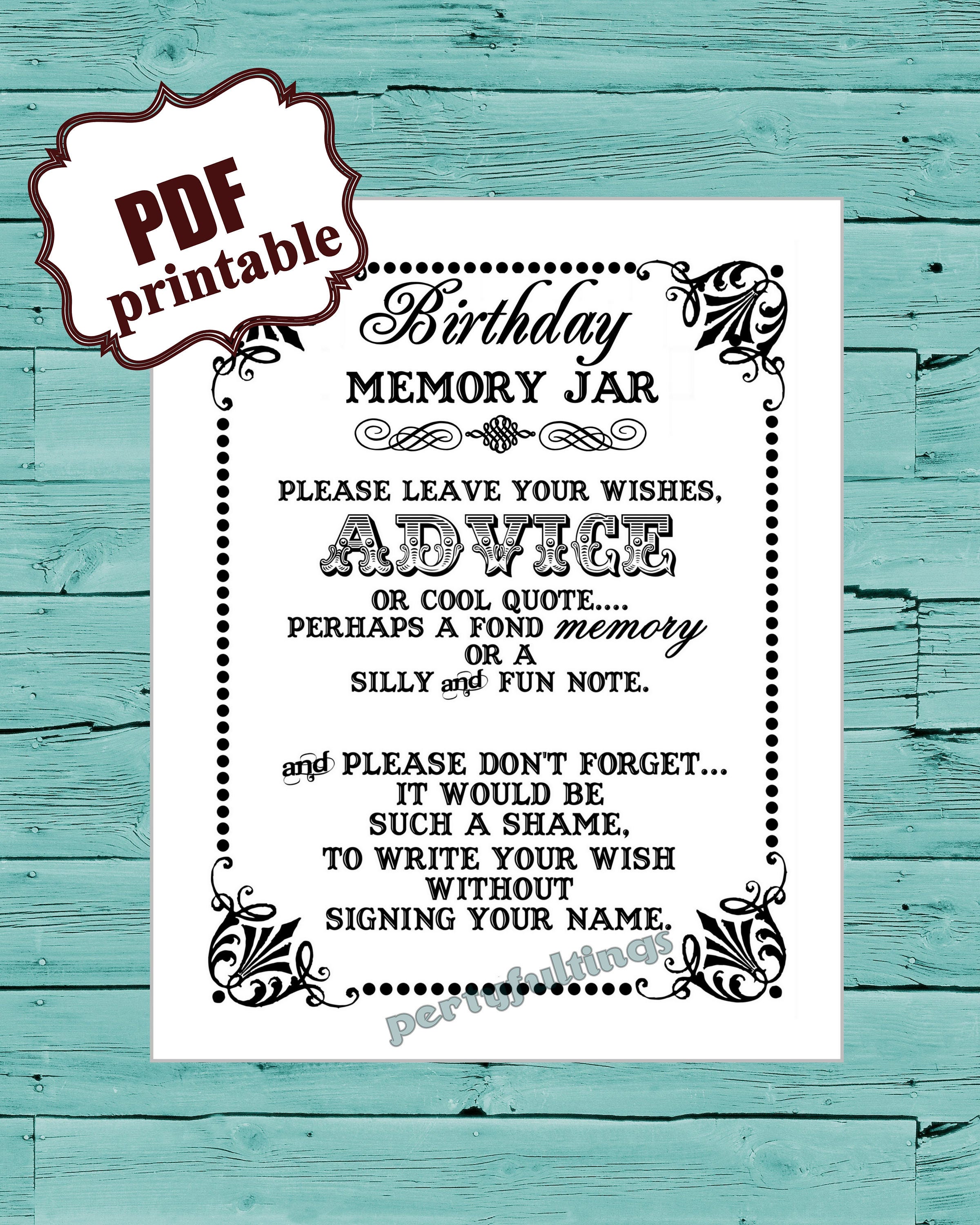 INSTANT DOWNLOAD 8 x 10 Birthday Memory / Wish